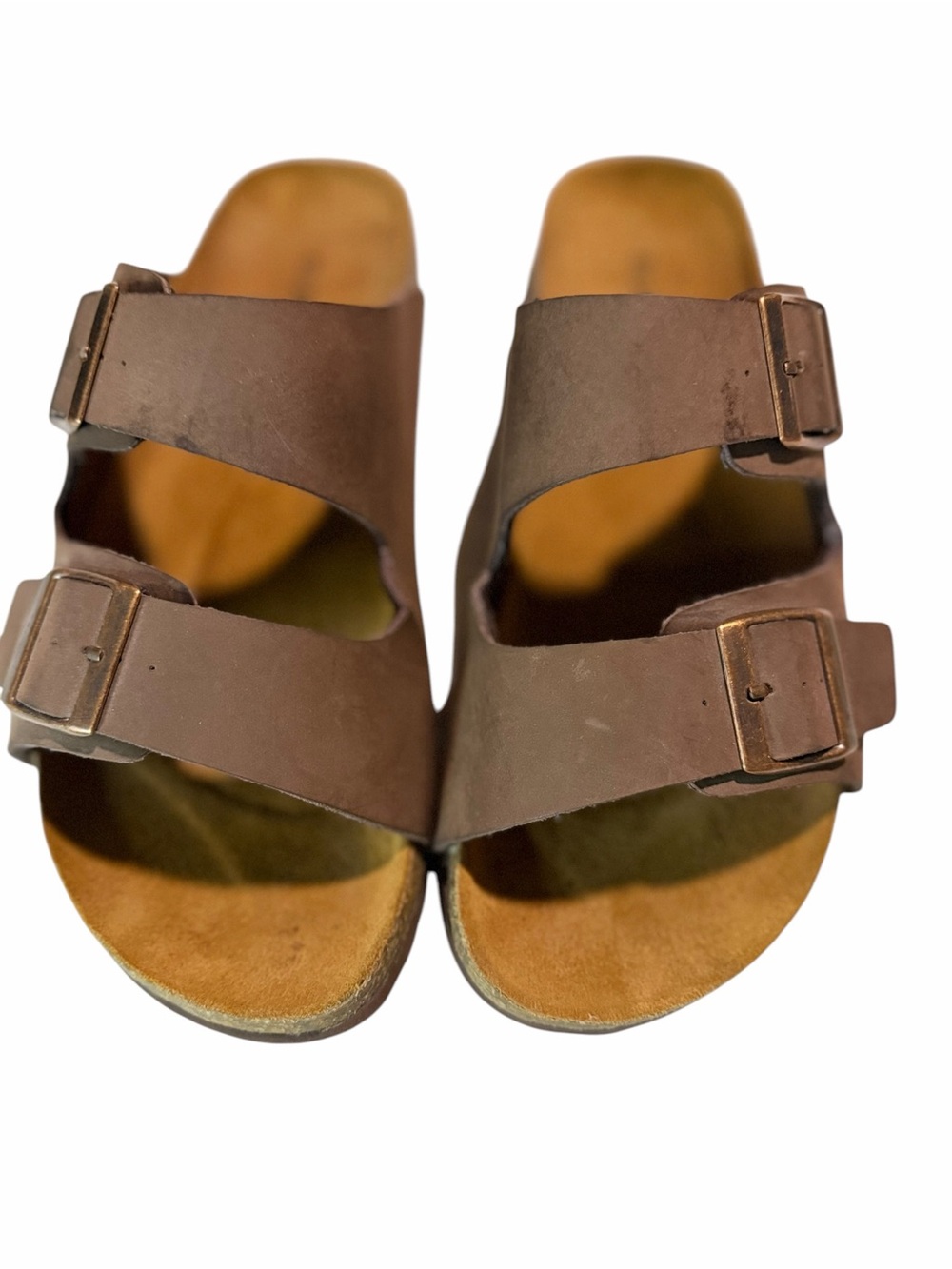 Blake McKay Phaelen Brown Double Buckle Leather Slide Sandals Size 11